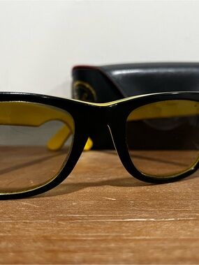 Ray-Ban Black Frame Sunglasses with Yellow Accents rare!